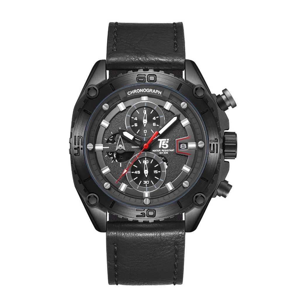 Terbaru Jam T5 3879 Original Chronograhp / Jam T5 Kulit / Jam Kulit Chrono Ori / Jam Tangan Pria Ori