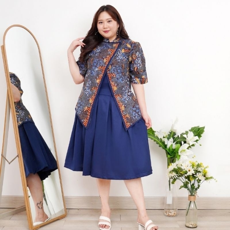 Jennaira Dress Batik Kebaya Janggan Modern Bigsize Plussize Kebaya Wisuda