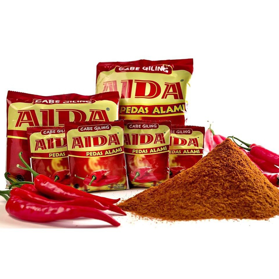 

(5pcs x 25gr) AIDA Cabe Bubuk Bumbu Tabur Pedas Bumbu Tabur Cabe Kering Spices Bahan Penyedap