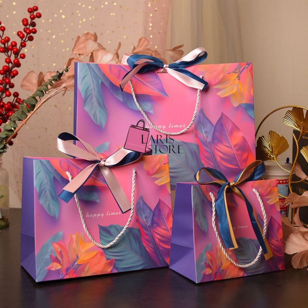 

Paperbag Premium Tropical Pink / Tas Kado Impor / Tas Hadiah / Hampers/ Paperbag Tropical Pink