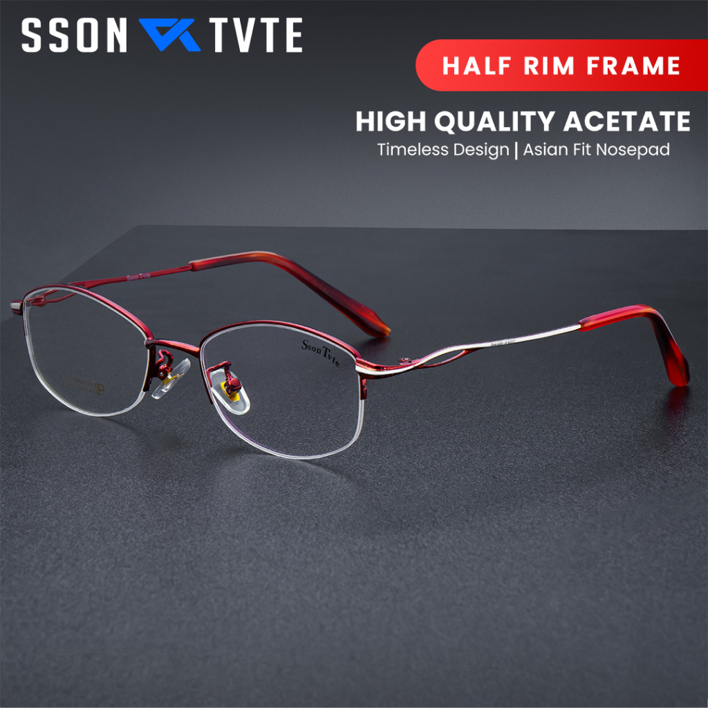 SSON TVTE Frame Kacamata Lensa Minus Pria Wanita Frame Oval Titanium 3523