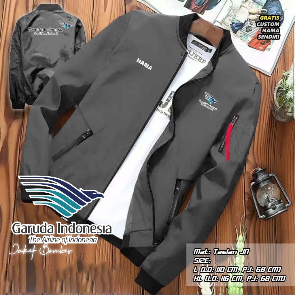 JAKET BOLAK BALIK GARUDA INDONESIA / JAKET CUSTOM SABLON GARUDA INDONESIA / JAKET PRIA WANITA / JAKE