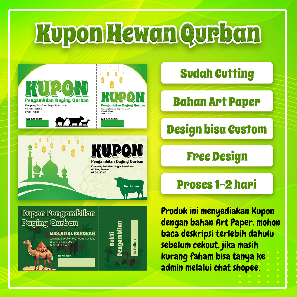 Cetak Kupon Pengambilan Kupon Qurban / IDUL ADHA (Free Design)