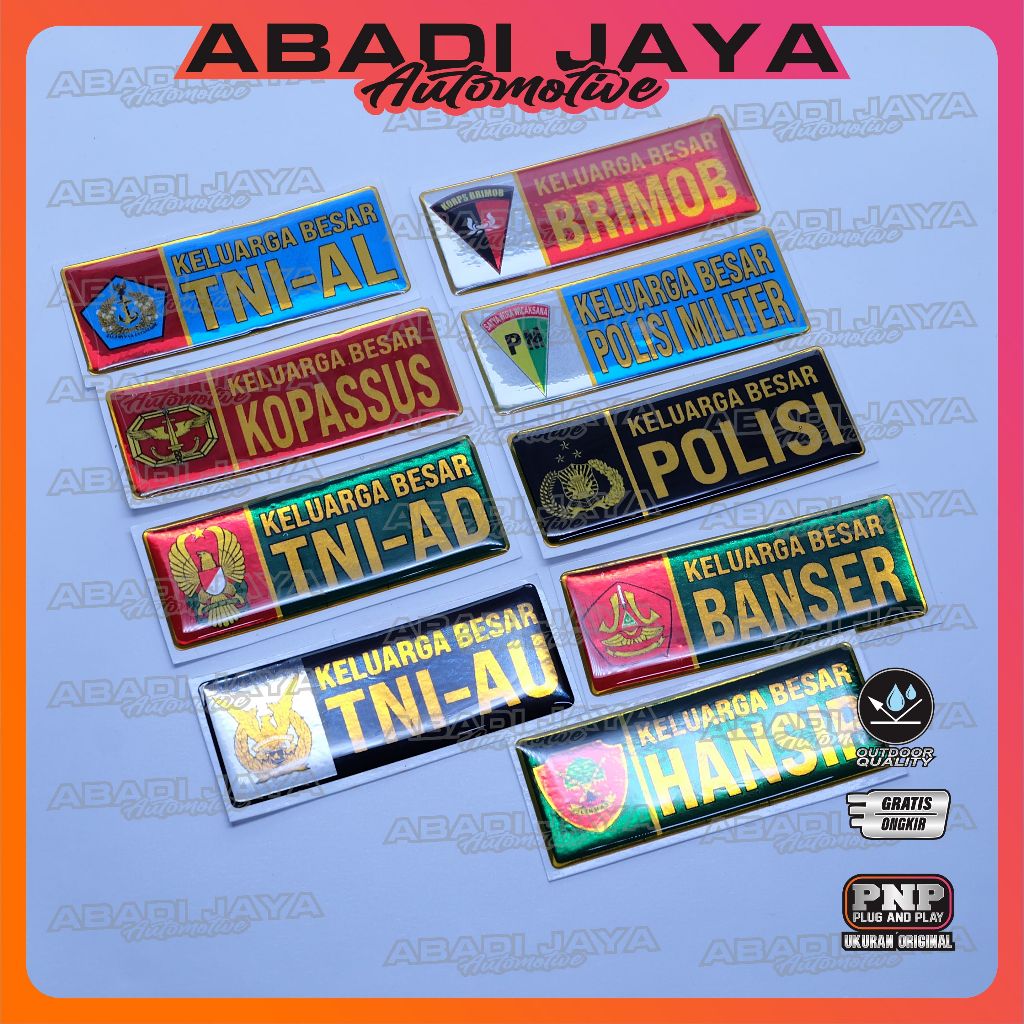 stiker emblem militer / emblem tni ad / emblem polisi / emblem banser / emblem kopassus / stiker tni
