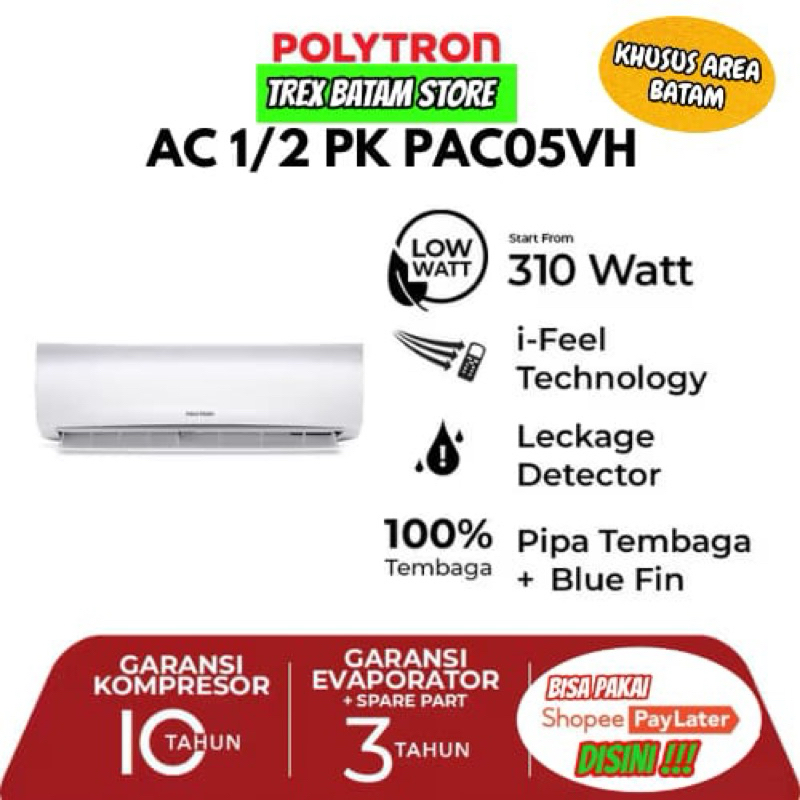 AC POLYTRON 1/2 PK 0.5 PK PAC05VH HEMAT LISTRIK 310 WATT  GARANSI [ BATAM ]