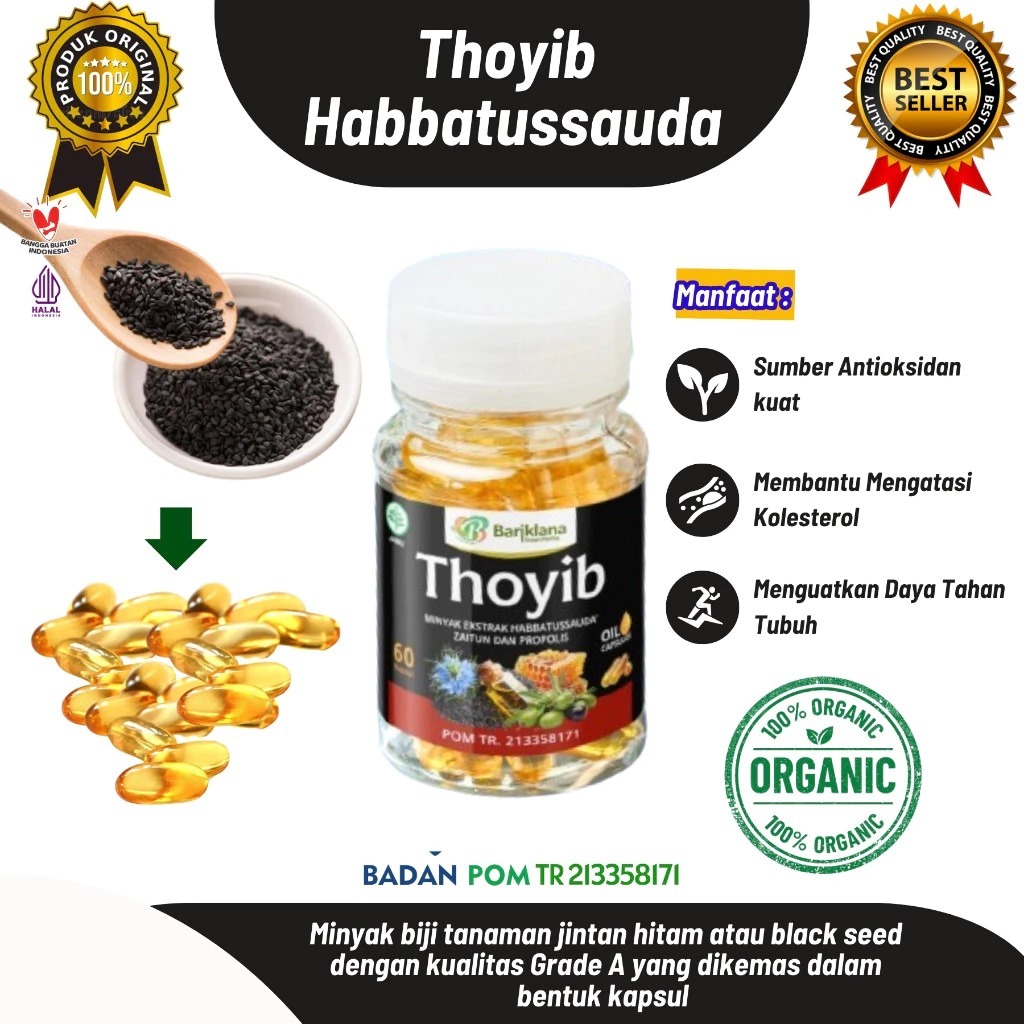 

Thoyib - Habbatussauda Plus Zaitun & Propolis Kapsul Jinten Hitam Bariklana