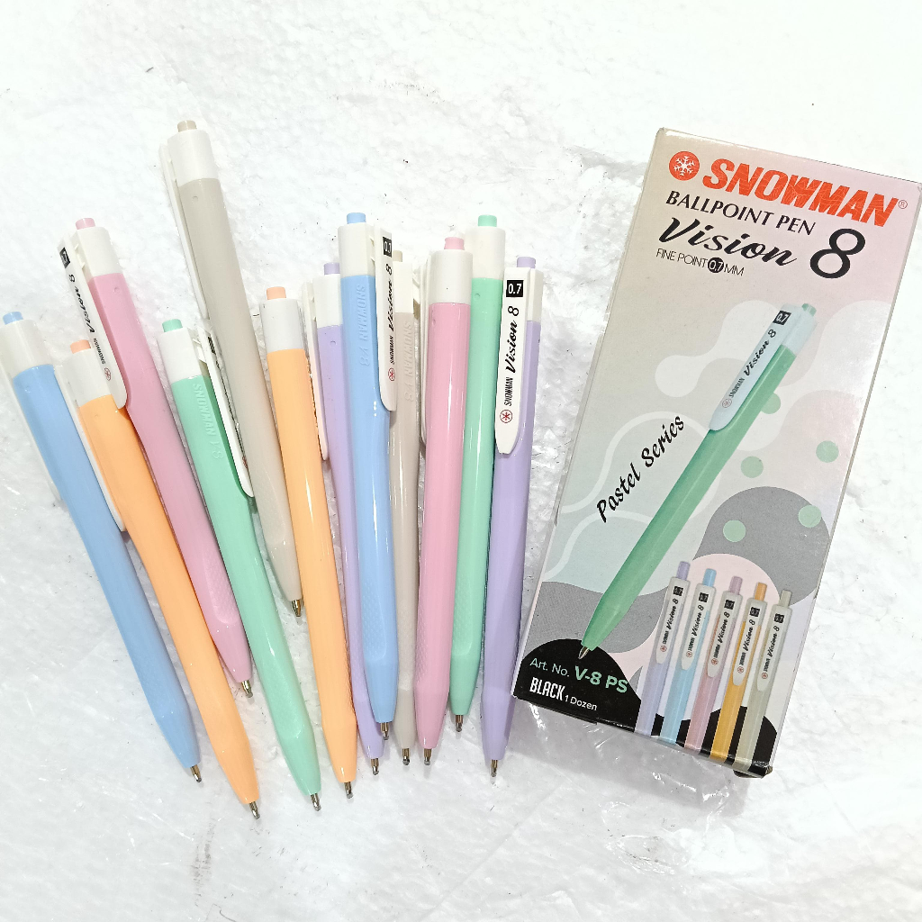 

1 KOTAK - SNOWMAN BALLPOINT PEN VISION 8 PENA NYAMAN 0,7MM HITAM