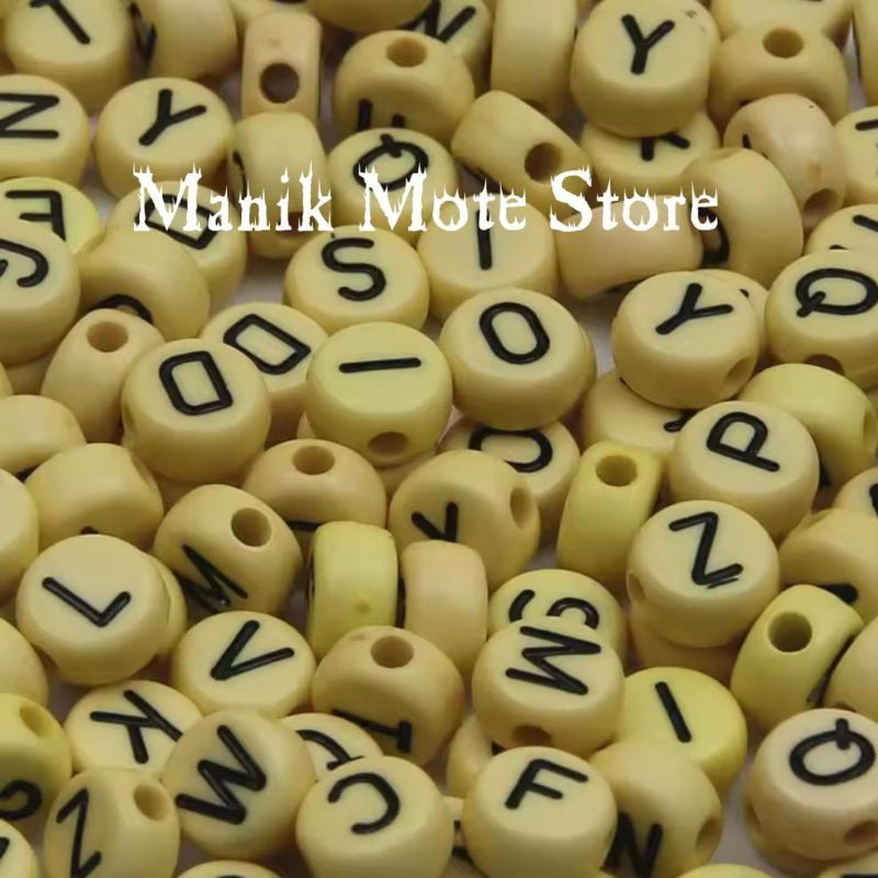 { 100 pcs } Mote Huruf Bulat Huruf Alfabet Untuk Membuat Gelang inisial Kalung dll