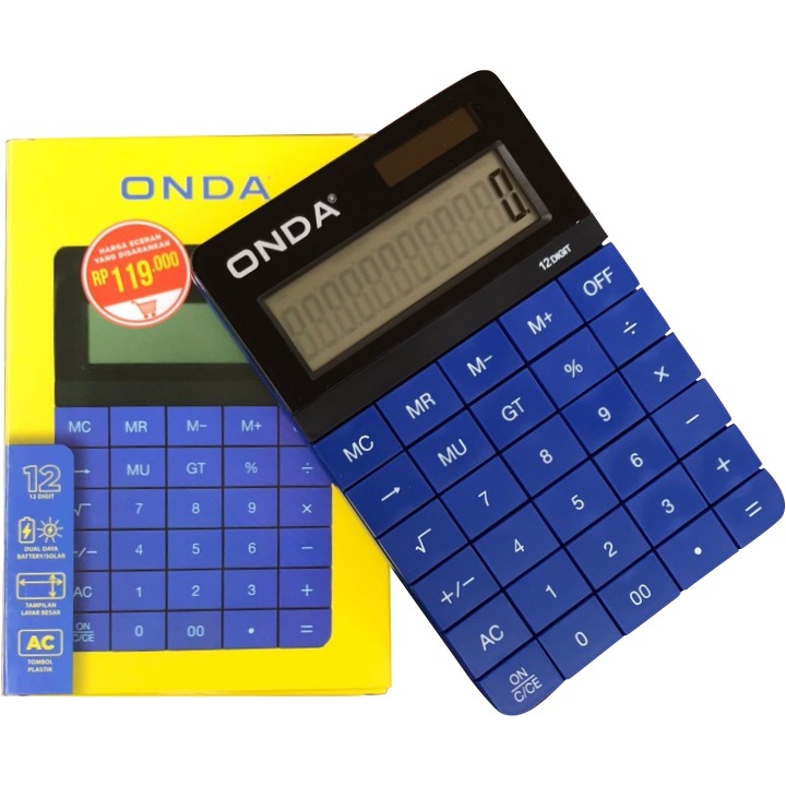 

Kalkulator 12 Digit ONDA / Calculator Dual Daya Baterai Solar