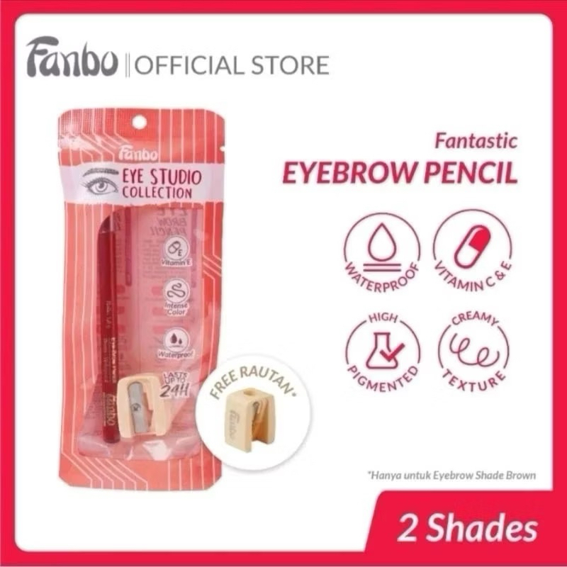 fanbo pensil alis brown + rautan original 100%