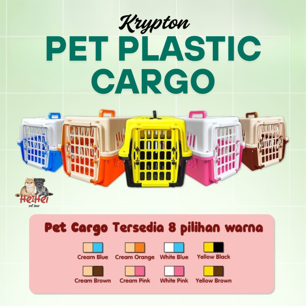 Krypton Pet Cargo Plastik - Kandang Kucing Anjing Hewan Tas Travel - Dog Cat Pet Carrier