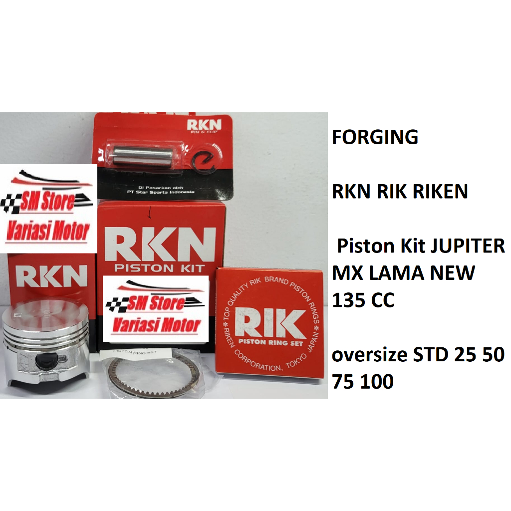 FORGING RKN RIK RIKEN Piston Kit JUPITER MX LAMA NEW 135 CC  oversize STD 25 50 75 100  55 55,25 55,