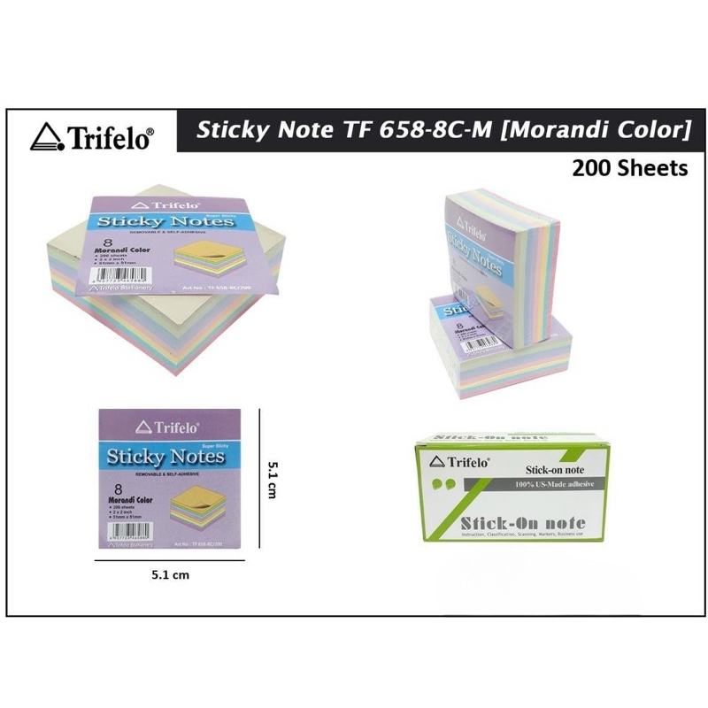 

TRIFELO Stick Note 200 Lembar TF 658-8C-M 51x51mm