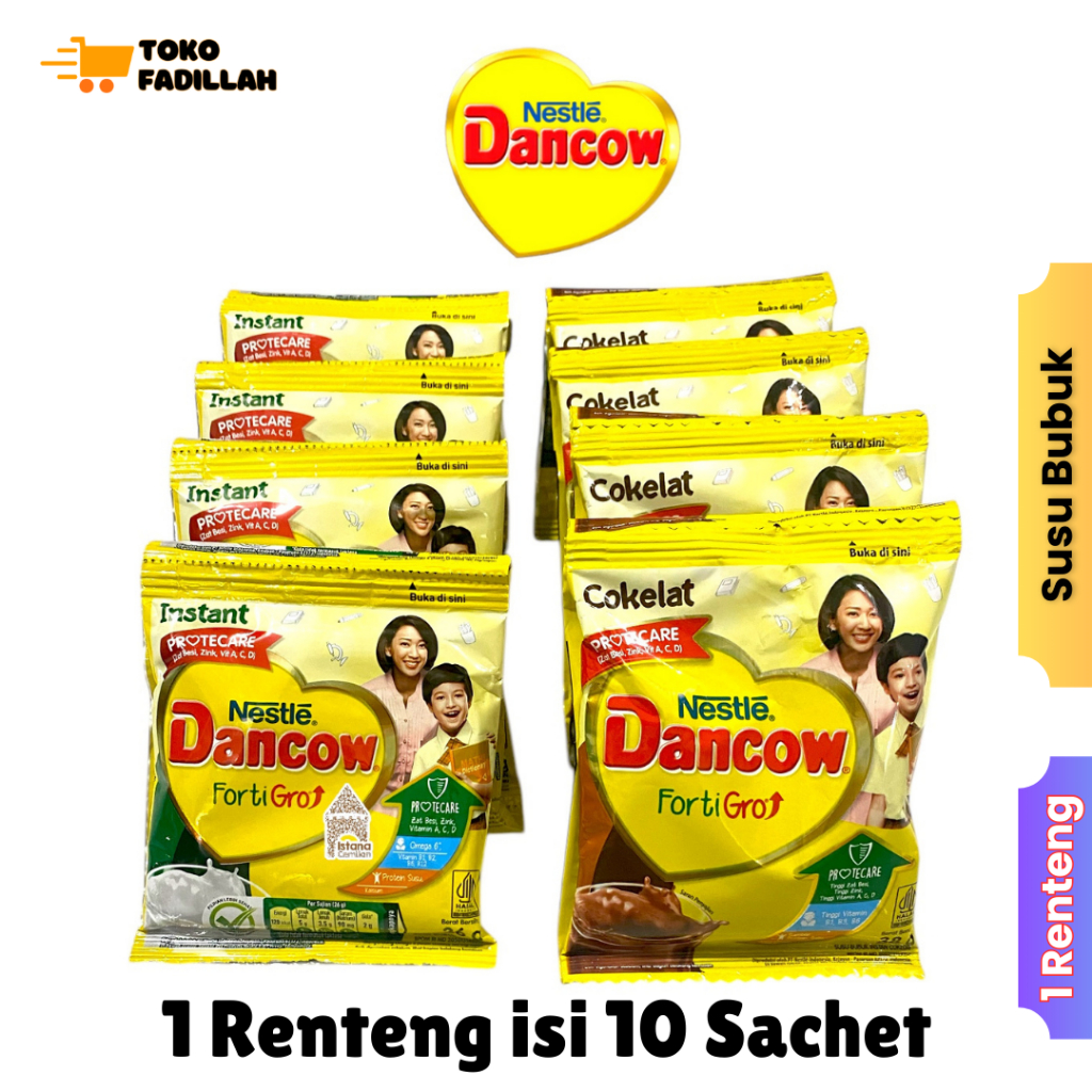 

Susu Bubuk Dancow Instan Fortigro x 10 Sachet [Plain & Cokelat]
