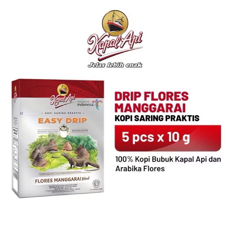 

Kopi Kapal API Drip Flores Manggarai 1 Folding Box (5 x 10 Gr)