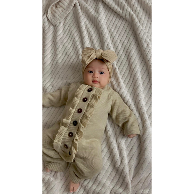 Papao - Zura Sleepsuit Baby / Baju Rajut Baby / Baby Newbron