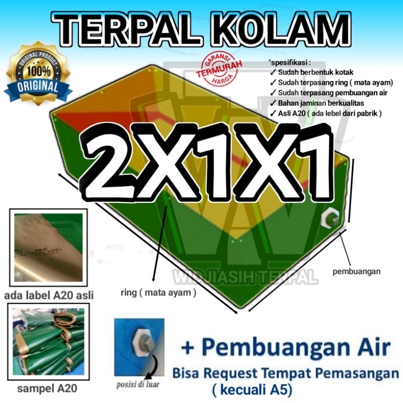 Kolam Terpal Ikan Kotak / 2x1x1 / 200x100x100cm A20 TEBAL ORIGINAL