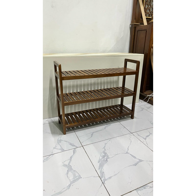 Rak Sepatu Kayu Susun 3 & 4 / Rak Serbaguna