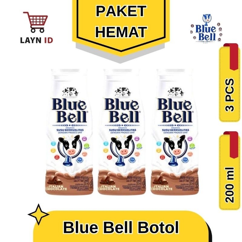 

Susu UHT cokelat Blue Bell 200ml PAKET HEMAT 3 BOTOL - Susu italian Chocolate
