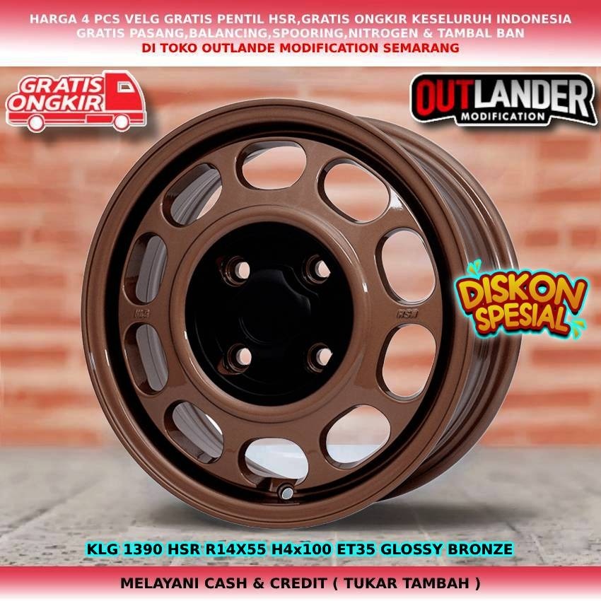velg racing r14 velg mobil Brio Agya Calya Wuling Airev Sigra City Vios velg hsr klg R14 bronze