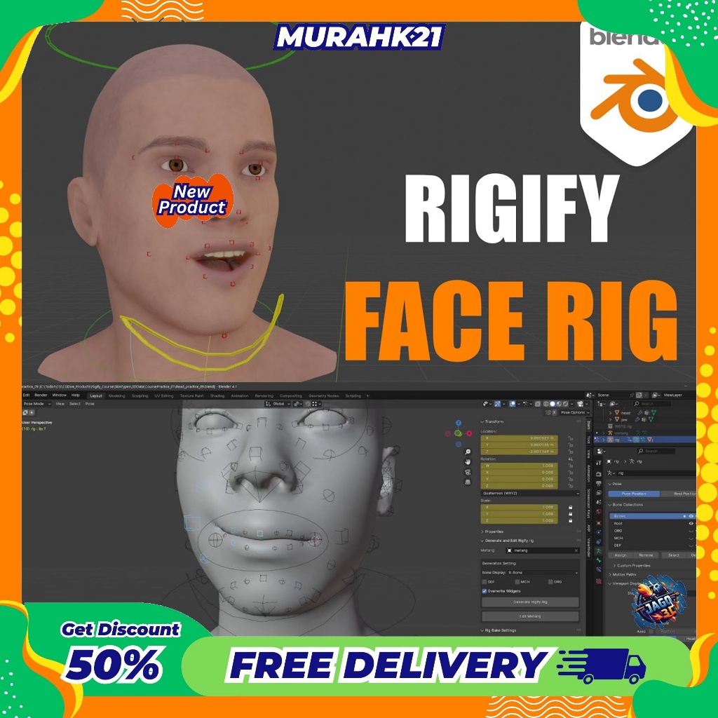 Rigify Modular Face Rigging 3D Blender addons Plugin Terbaru Blender 3D