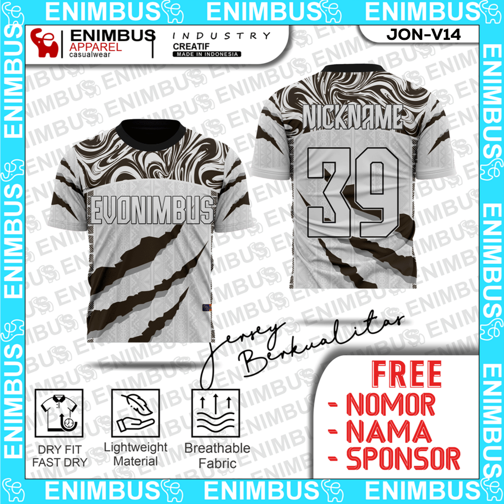 ENIMBUS Talon Mark Jersey - Baju Dryfit Sublim Sepak Bola Fultsal Bulutangkis Tenis Sporty JON-V14