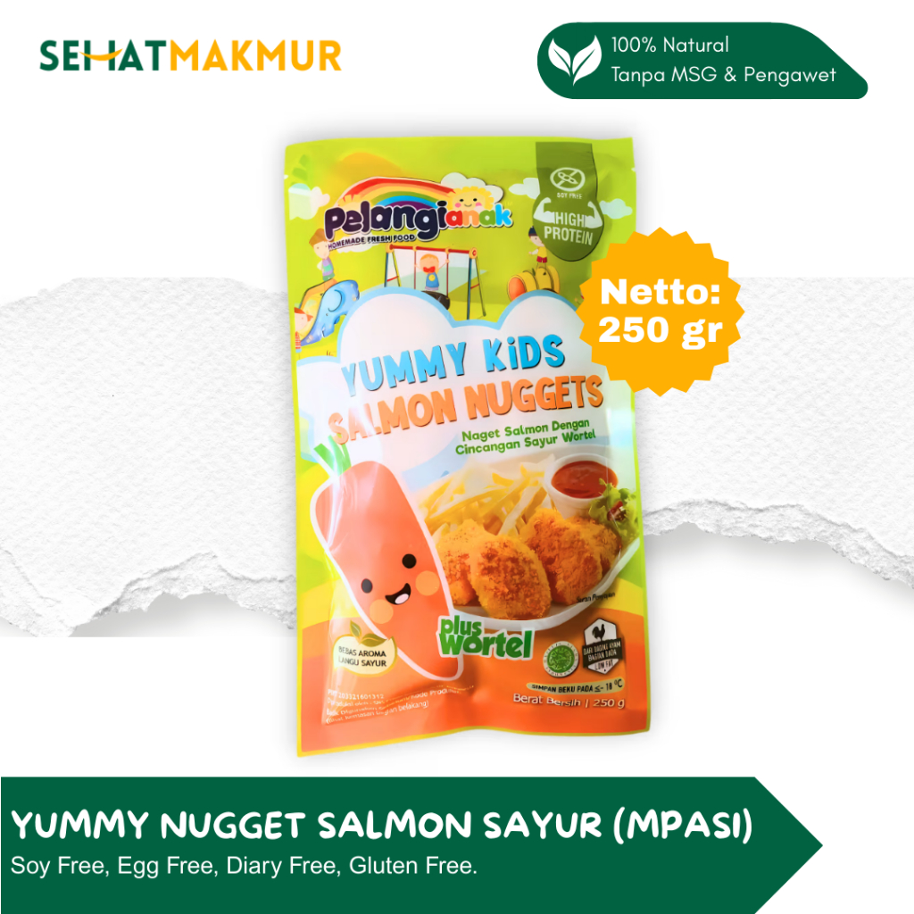 

Pelangi Healthy Frozen Food - Yummy Kids Nugget Salmon Sayur (MPASI, Gluten Free)