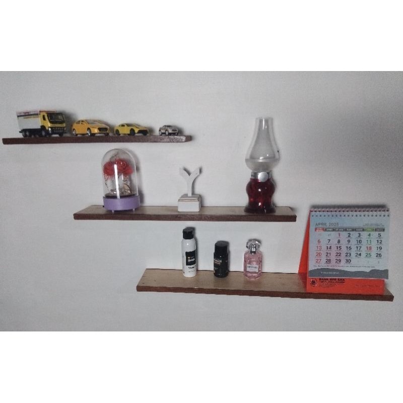 Rak Ambalan Dinding Aesthetic Minimalis Kayu Dinding Tempel Serbaguna List Coklat Kayu