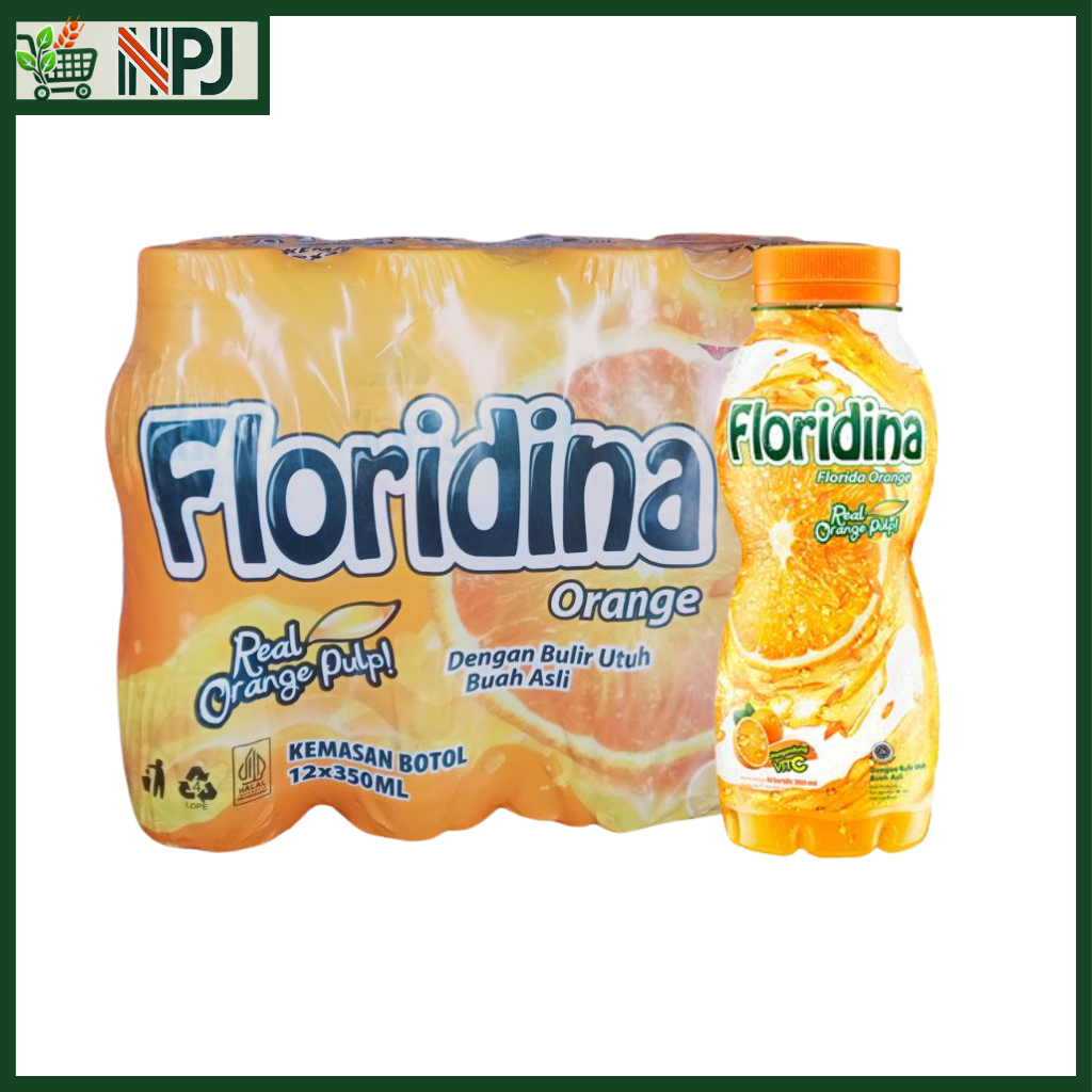 

Floridina Orange 350ml x 12 Botol – Minuman Jeruk Segar dengan Pulp Asli – Real Orange Drink