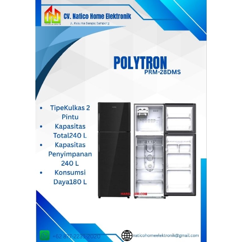 POLYTRON PRM-28DMS KULKAS 2 PINTU