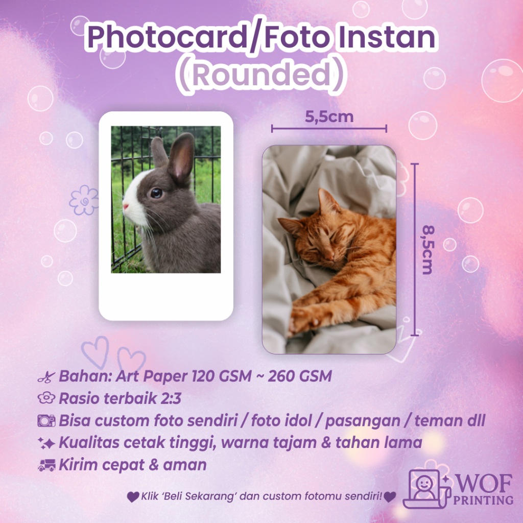[SEHARI JADI] Cetak Photocard Rounded – Custom Foto Sendiri | Cetak Foto Art Paper Glossy Tebal