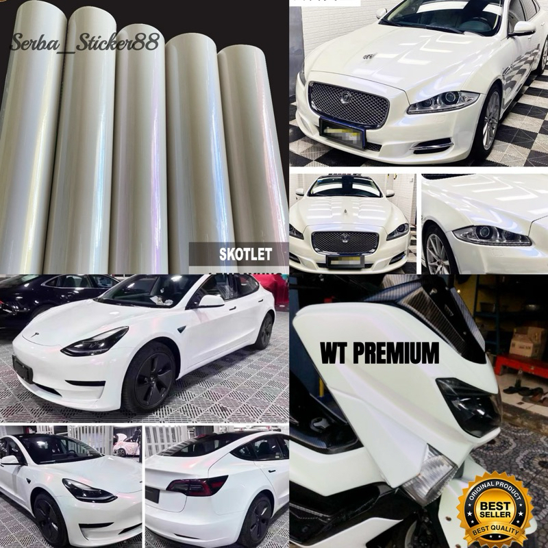 Stiker Skotlet Motor Putih Lembayung Glossy Sticker Peal White Gloss L50Cm x P50Cm COD
