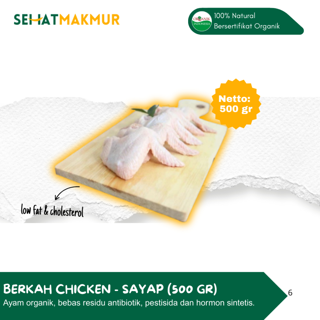 

Berkah Chicken Organik - Sayap (500 gr) (Ayam Organik Probiotik, Bebas Antibiotik, Pestisida dan Hormon Sintetis)