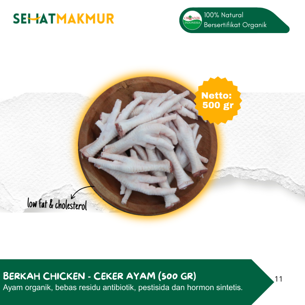 

Berkah Chicken Organik - Ceker Ayam (500 gr) (Ayam Organik Probiotik, Bebas Antibiotik, Pestisida dan Hormon Sintetis)