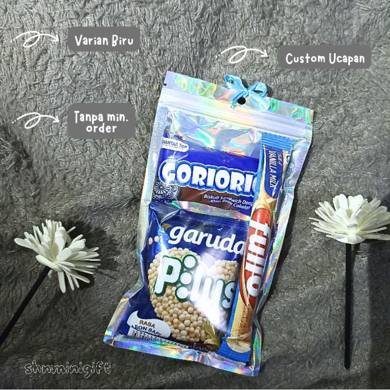 

MINI GIFT SNACK - Varian Biru (FREE CUSTOM UCAPAN) - Hampers Snack