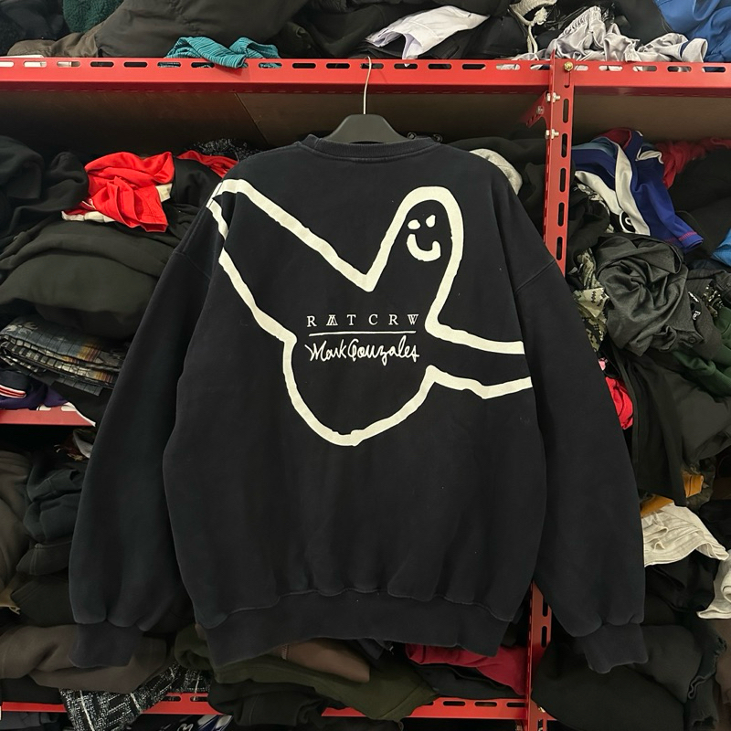 Crewneck mark gonzales x romantic crown big logo backprint rare item navy