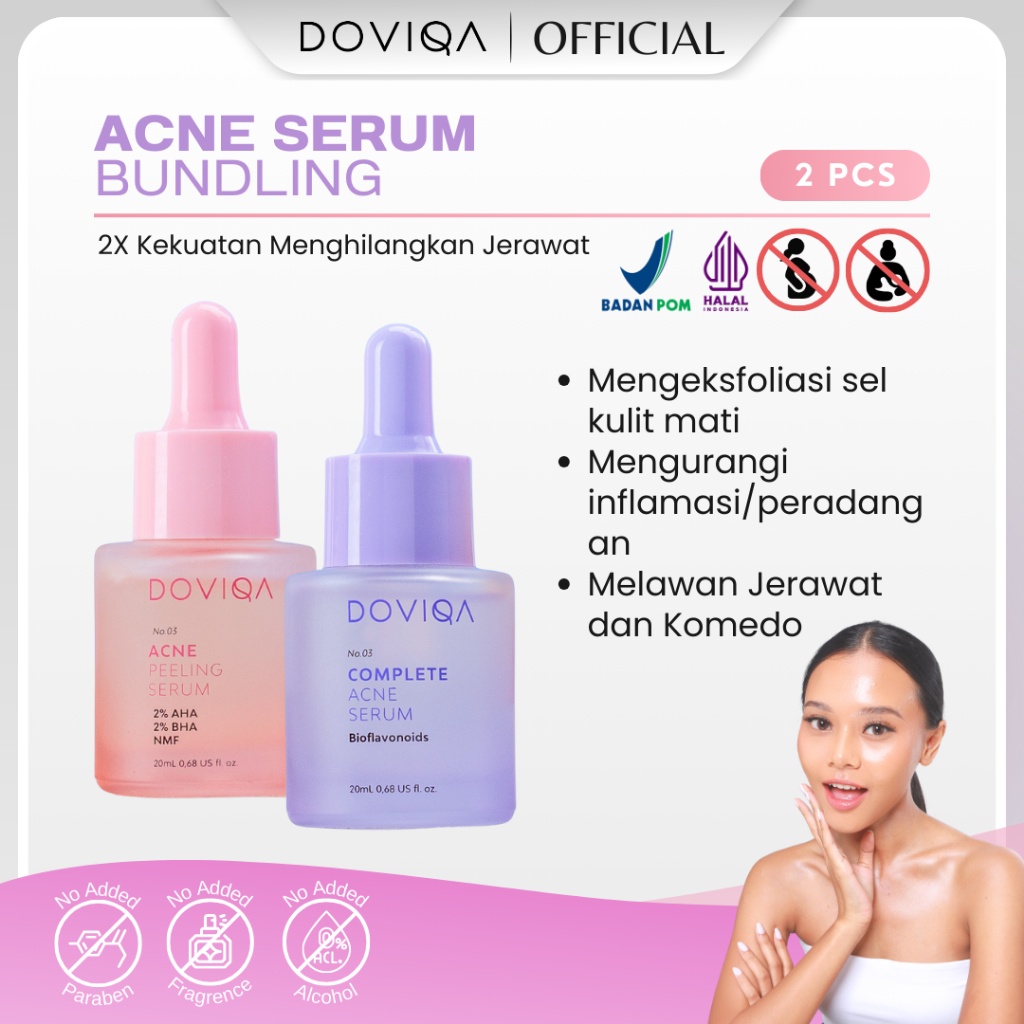 DOVIQA - Acne Solution Face Serum【2PCS】| Serum Atasi Jerawat, Komedo| Mencerahkan Kulit & Eksfoliasi