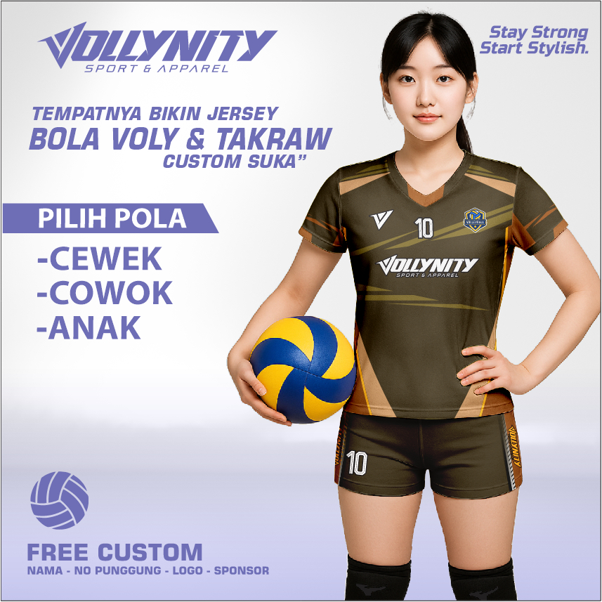 Vollynity  JERSEY VOLLY Premium COWOK CEWEK / jersy voli set printing celana lotto, custom nameset m