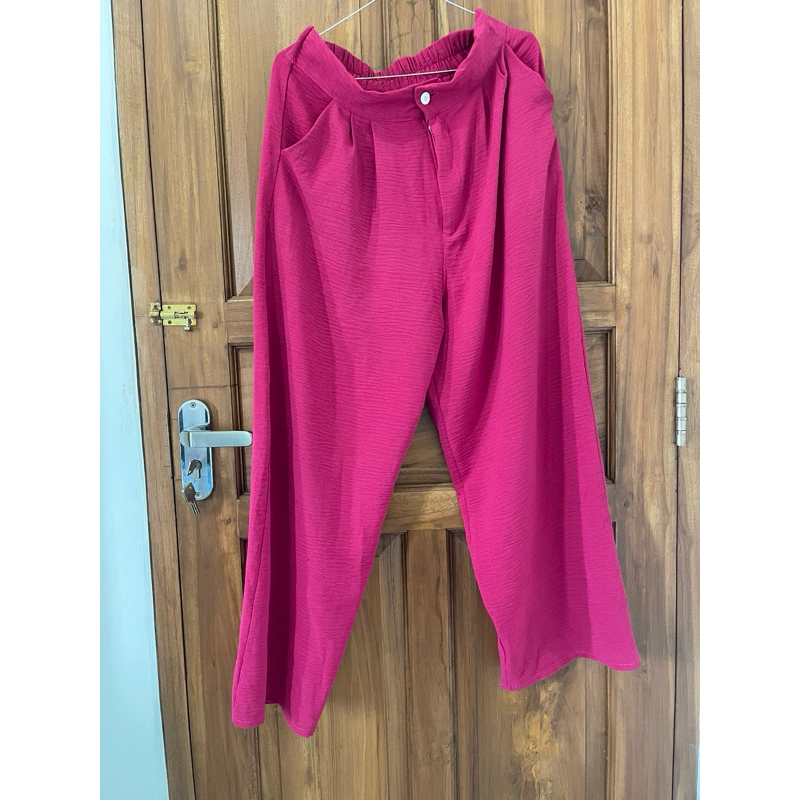 celana kulot warna pink fanta