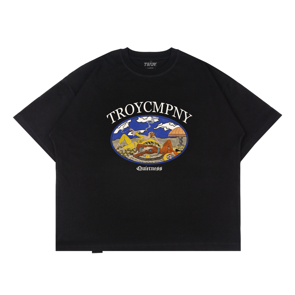 Troy Company Boxy Oversize Tshirt Black Quietness - Kaos Boxy Oversize Hitam Lengan Pendek MBD 3112