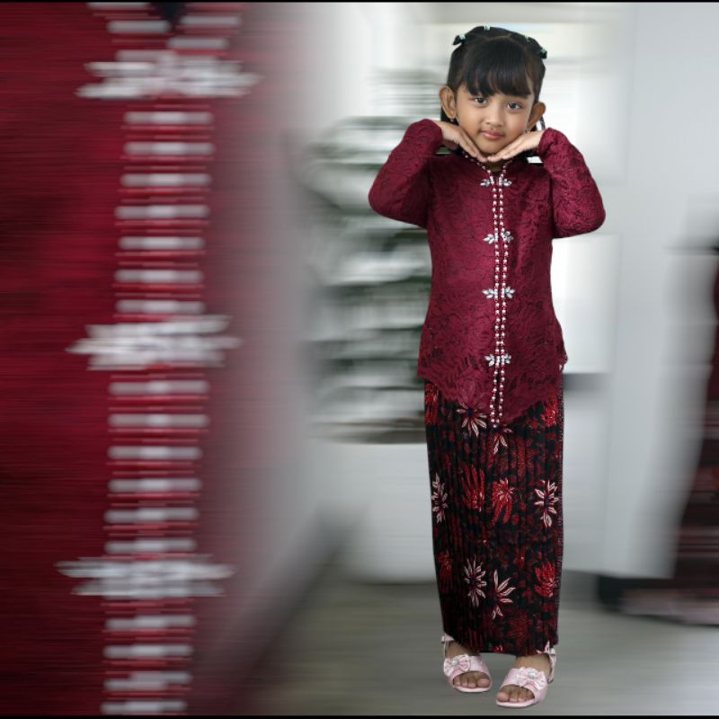 Baju Kebaya Anak Cantik Mewah Encim Brokat Payet Kebaya pakaian anak kecil SD umur 4tahun sampai 12t