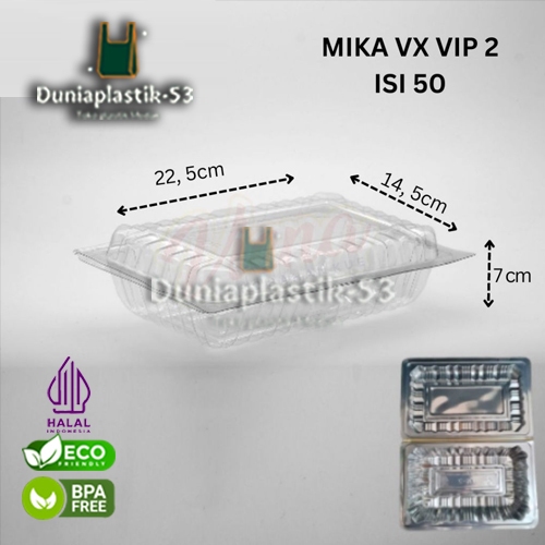 (Per Pack) Mika Plastik SB2. VIP2, TX2A / Kotak makan plastik mika tebal murah - 1 Pack isi 50 Pcs