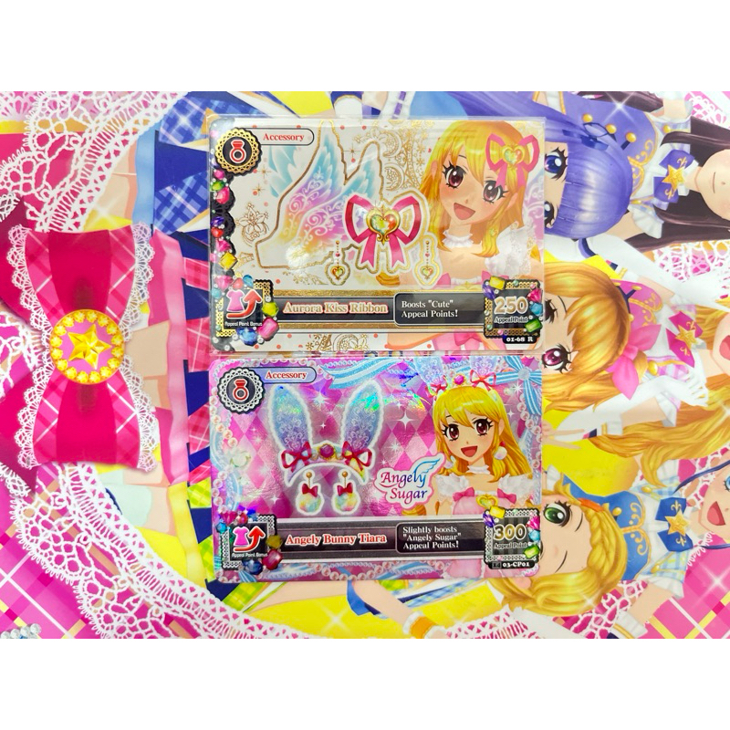 Kartu Aikatsu Campaign Premium Rare Aurora Kiss Ribbon Angely Bunny Tiara Ichigo Hoshimiya Angely Su