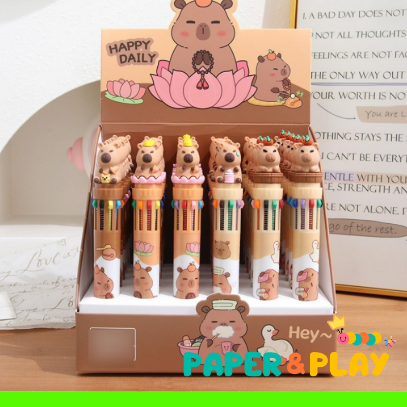 

[PAPERANDPLAY] Pulpen 10 Warna Warni Capybara
