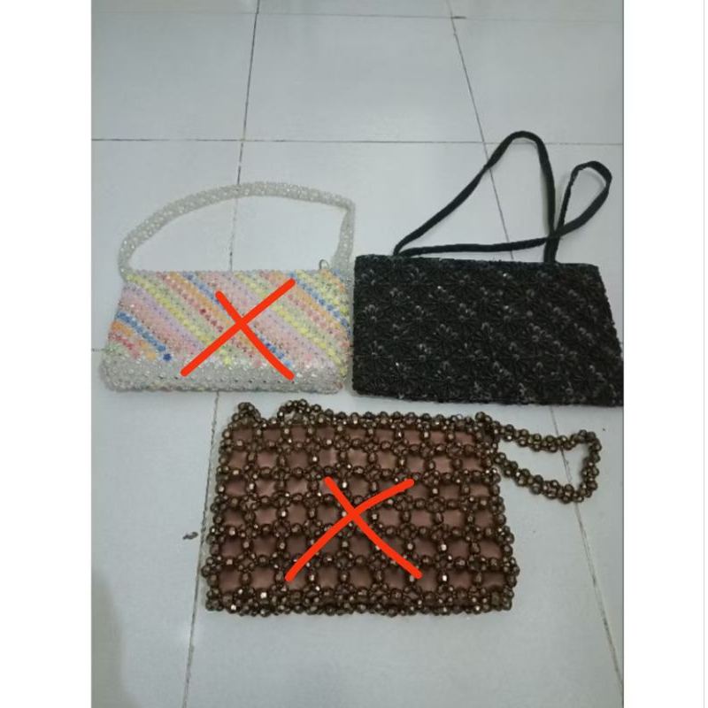 Prelove Tas Pesta / Handle bag warna hitam putih coklat