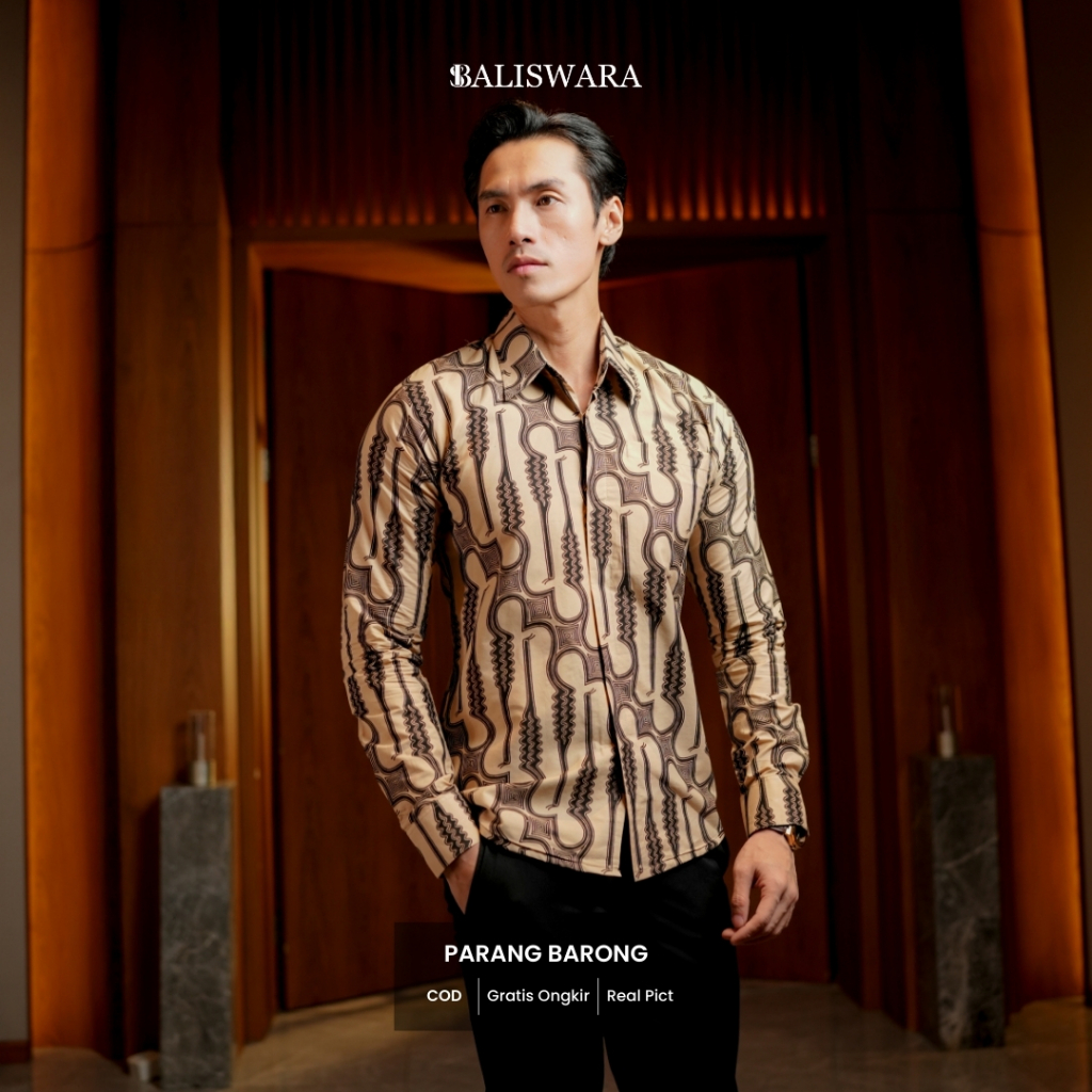 BALISWARA Batik Pria Slimfit Motif Parang Barong Full Furing