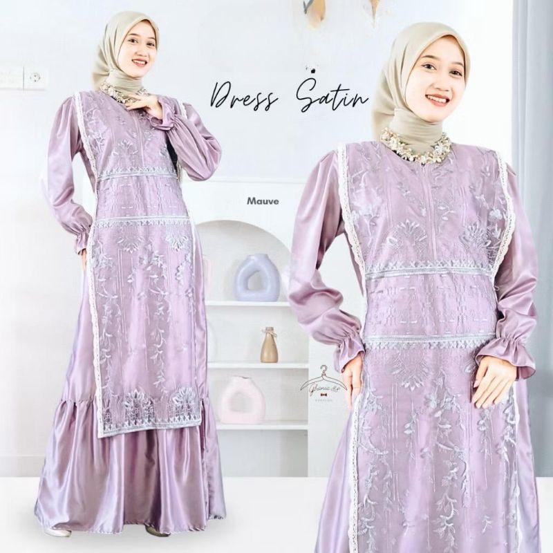 Gamis Dress Satin Kombinasi Brukat | Gamis Murah