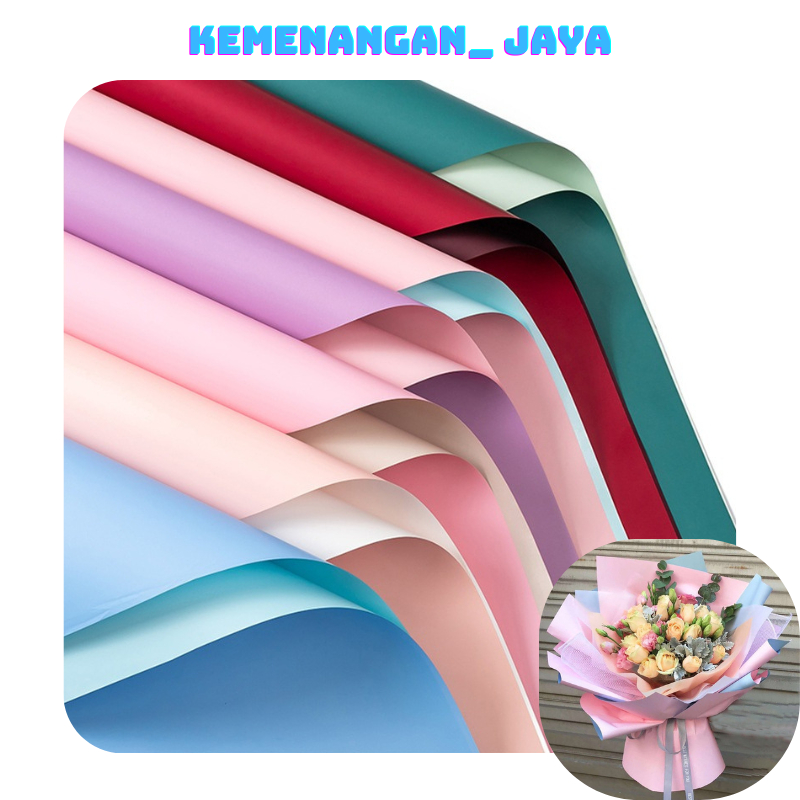 

Isi 20 LEMBAR Flower Wrapping Paper Dua Warna Pastel Polos Kertas Buket Bunga Bi Color Cellophane KB021
