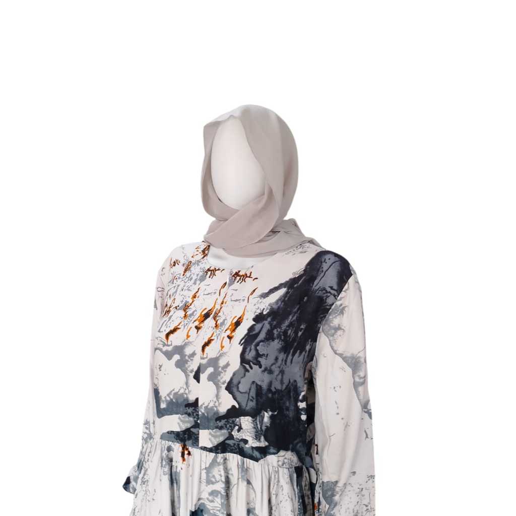 MENARIO Gamis Abstract Dress Rayon Premium Casual Formal All Size