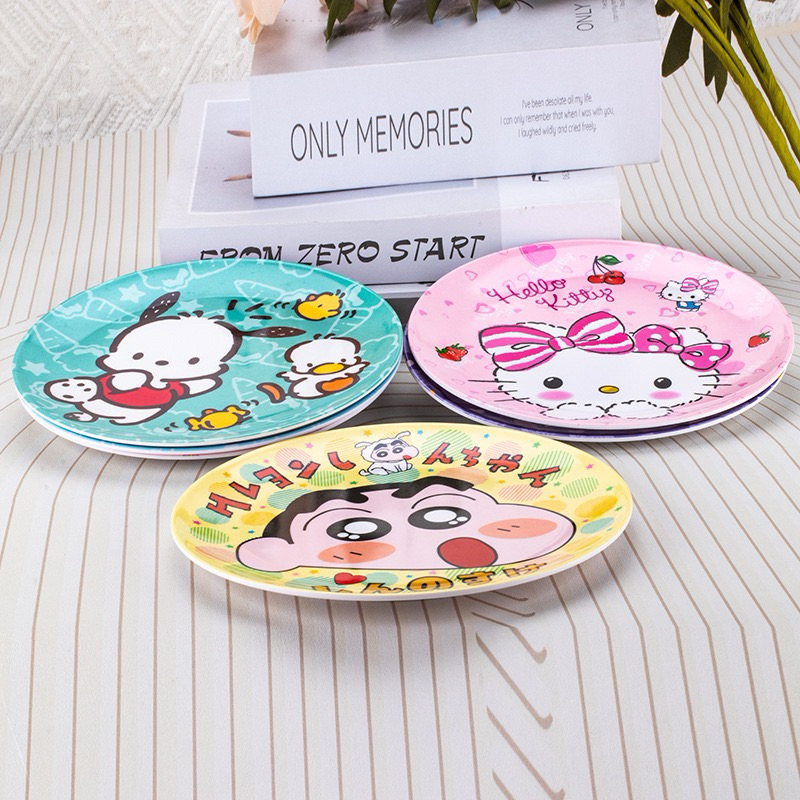 Premium Piring Melamin Ceper Melody Kuromi Cinnamoroll Spiderman Diameter 20Cm Piring Snack Anak